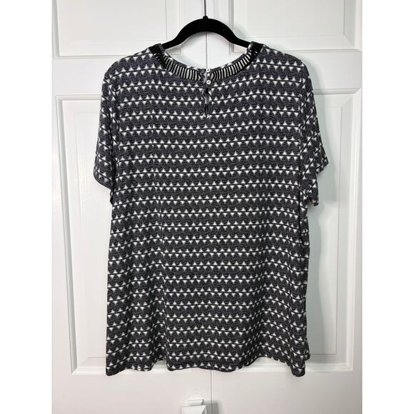 Daniel Rainn Black and White Geometric Short sleeved Top Size XL - Picture 2 of 5